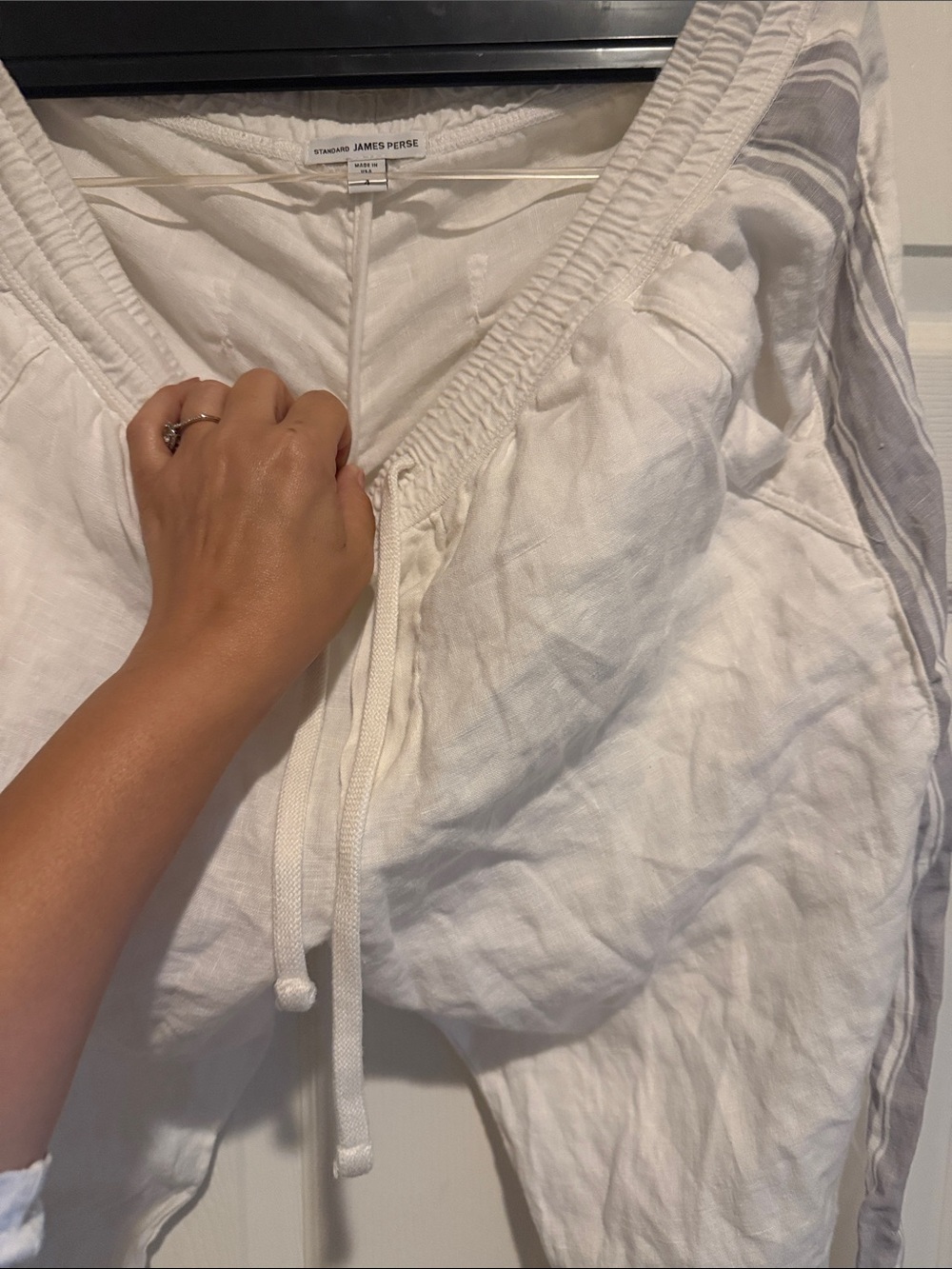 James Perse Off-White Linen Drawstring Pants